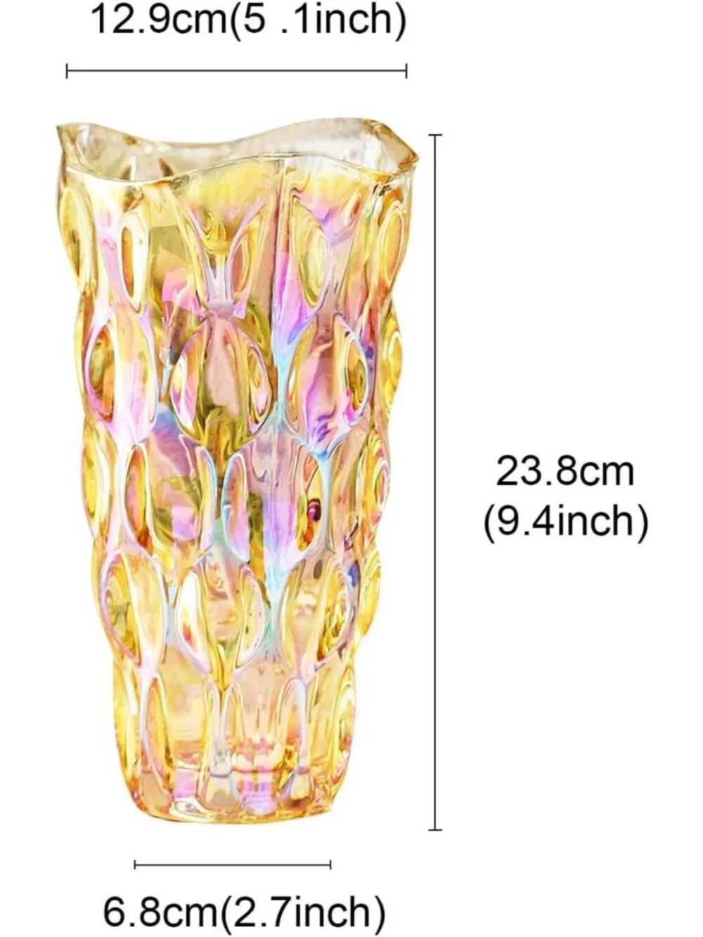 Elegant Amber Glass Vase for Centerpieces - 9.4in Tall, Unbreakable, Ideal for